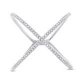 0.21ct 14k White Gold Diamond Lady's "X" Ring Size 10